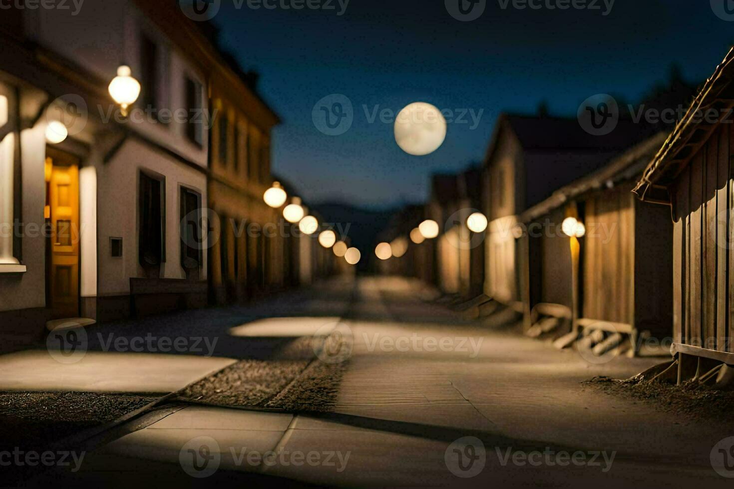 photo wallpaper the moon, street, the street, the moon, the street, the moon,. AI-Generated