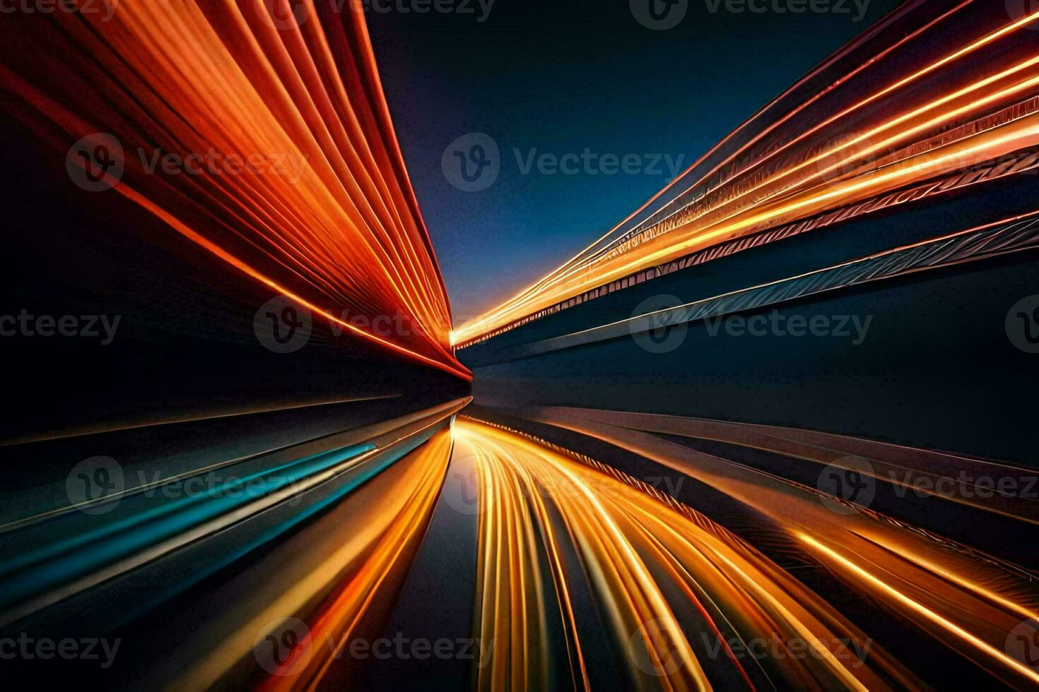 a long exposure photograph of a highway at night. AI-Generated photo