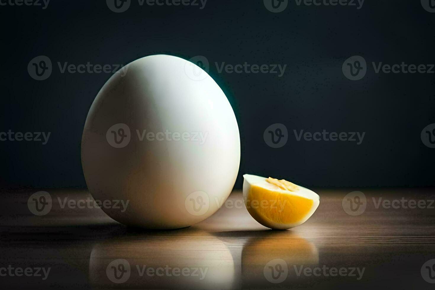un blanco huevo y un medio de un huevo. generado por ai foto