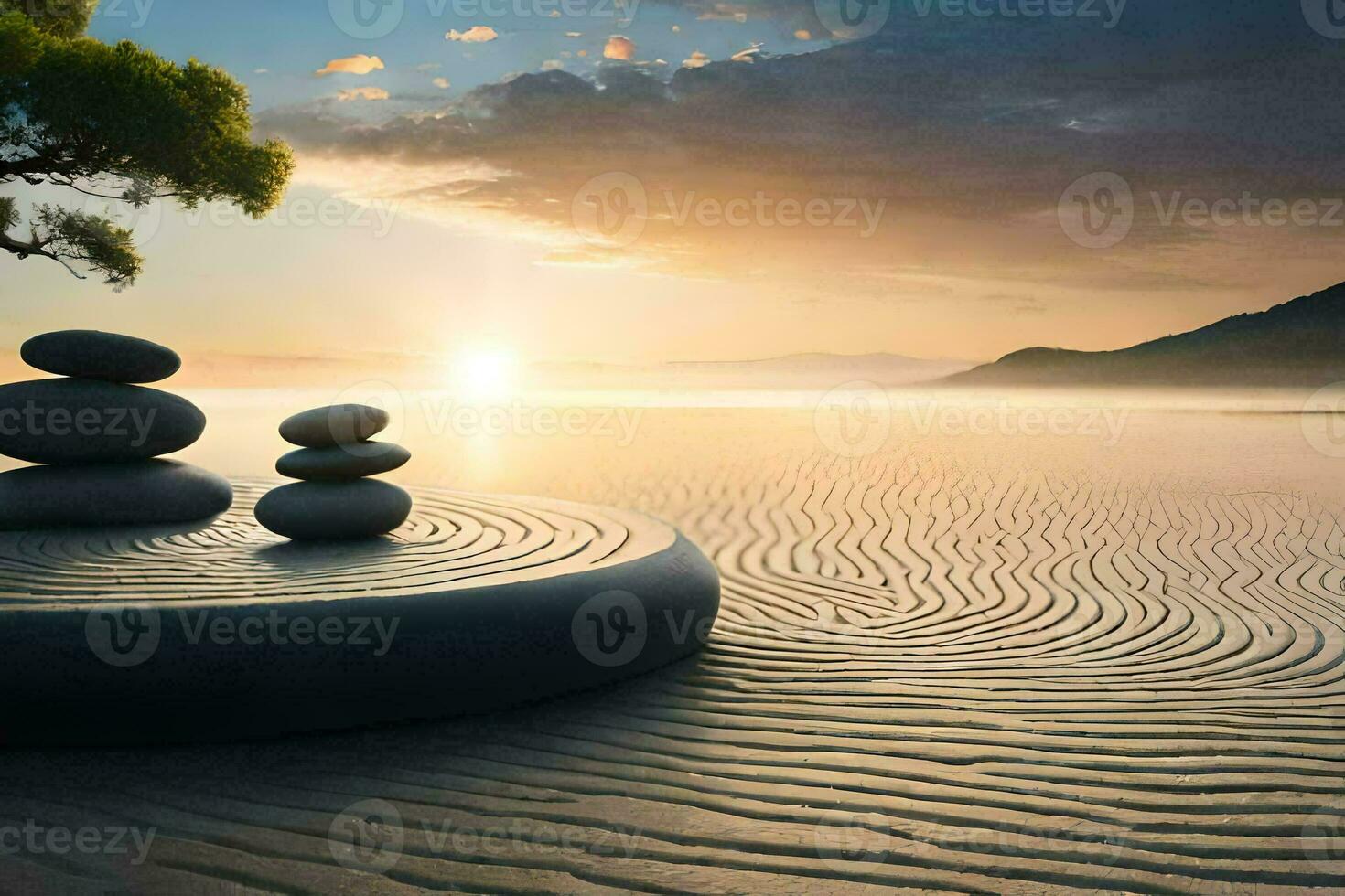 the zen garden. AI-Generated photo