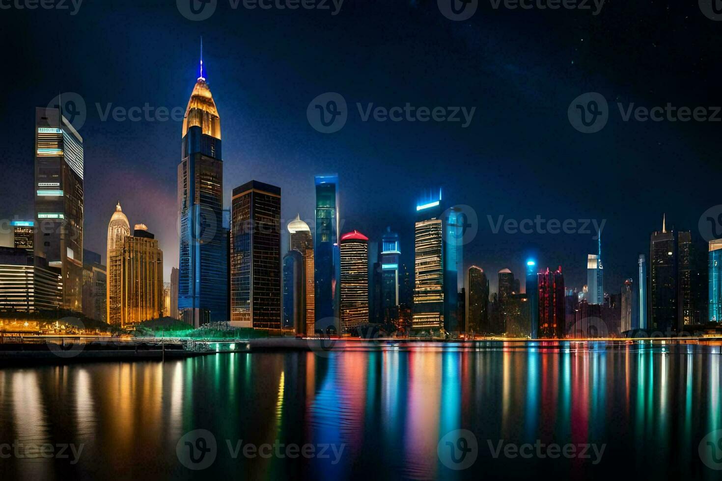 the city skyline at night in china. AI-Generated photo