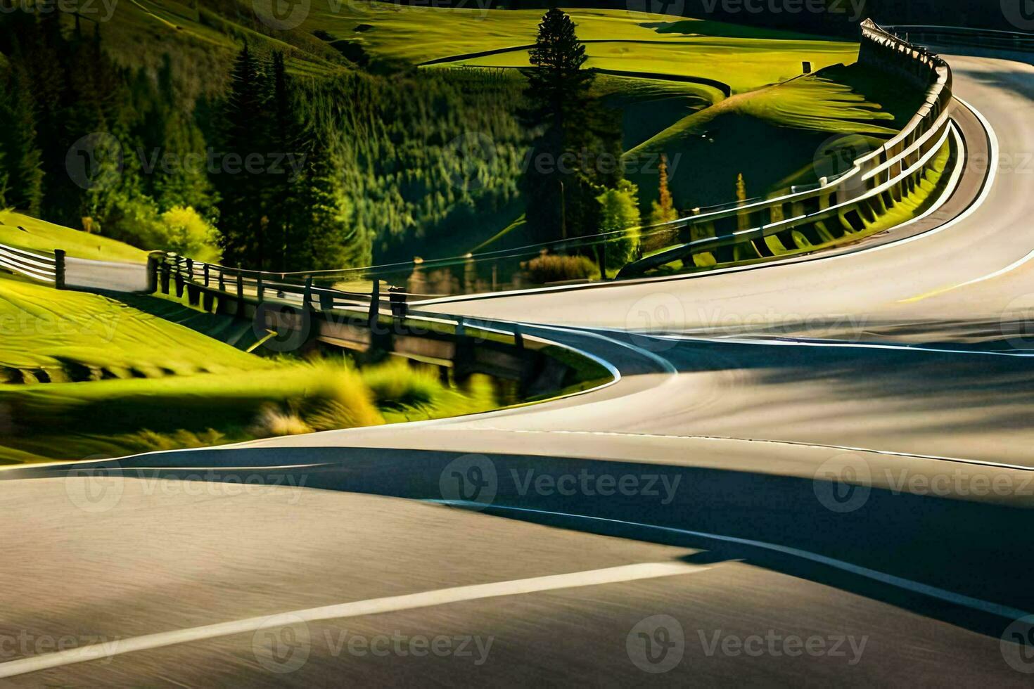 a winding road in the mountains. AI-Generated photo