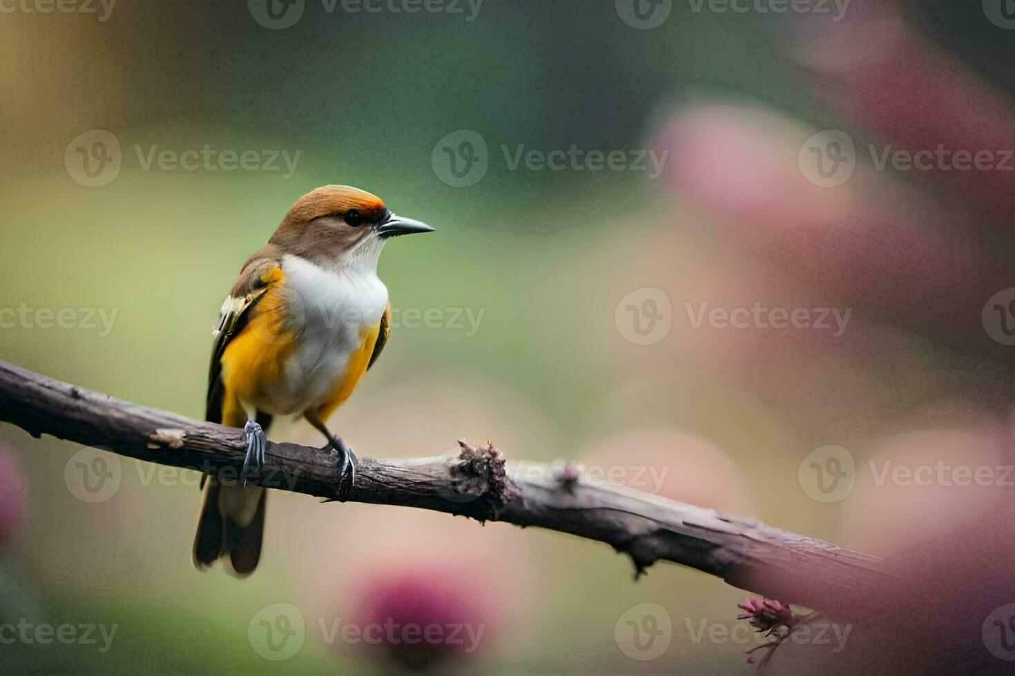 un pequeño pájaro es sentado en un rama. generado por ai foto