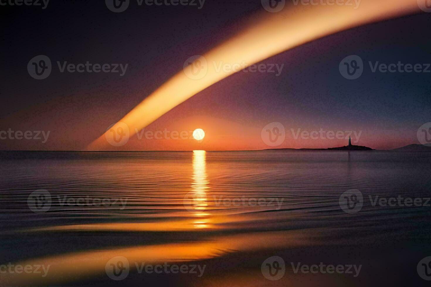 a long, curved line of light is seen in the sky. AI-Generated photo