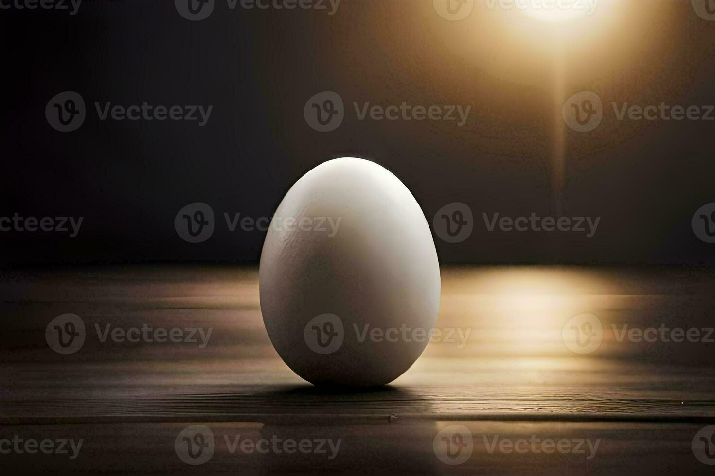 an egg sitting on a table in front of a bright light. AI-Generated photo