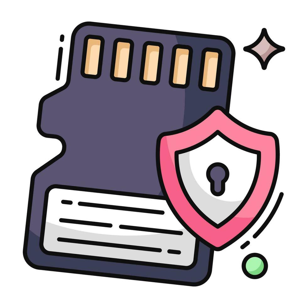 Editable design icon of sd card security vector