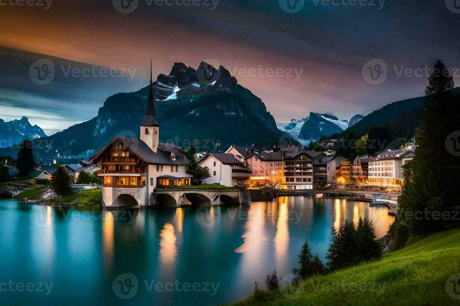 the village of altenburg in the swiss alps. AI-Generated photo