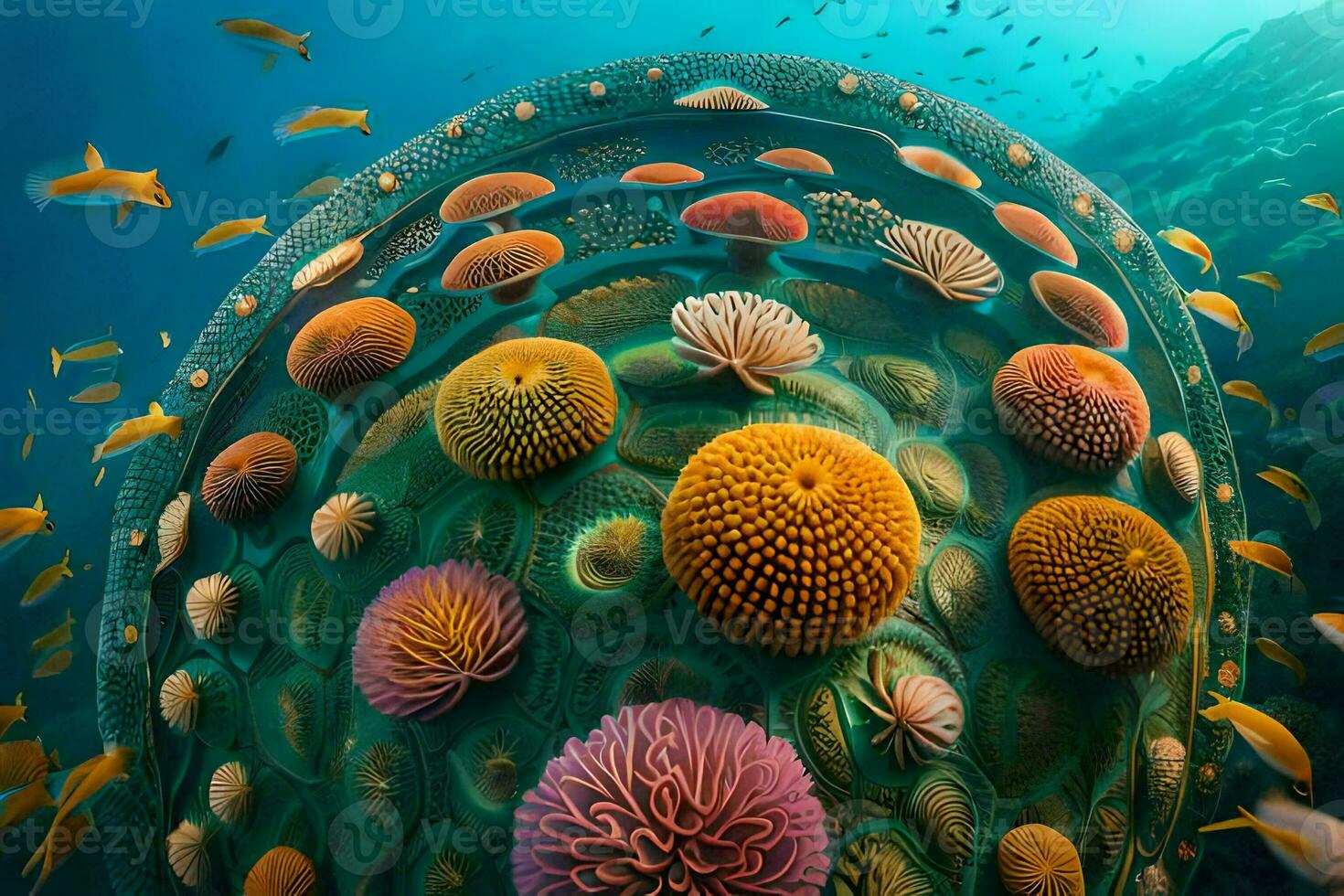 a colorful sea life is shown in an underwater scene. AI-Generated photo