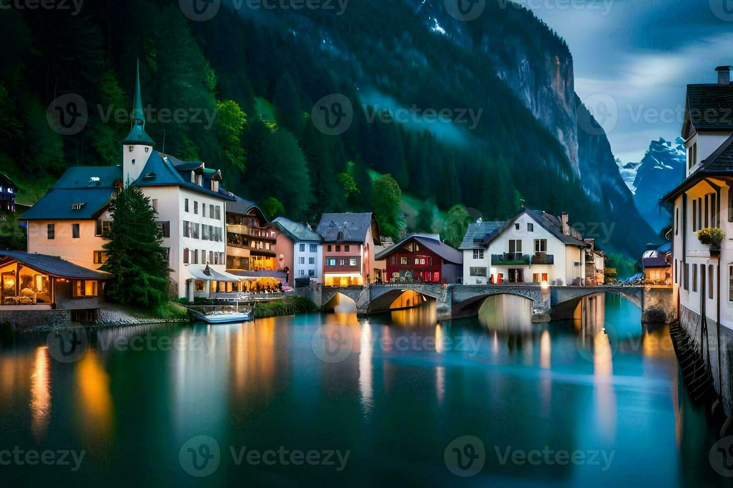 the town of hallstatt, austria. AI-Generated photo