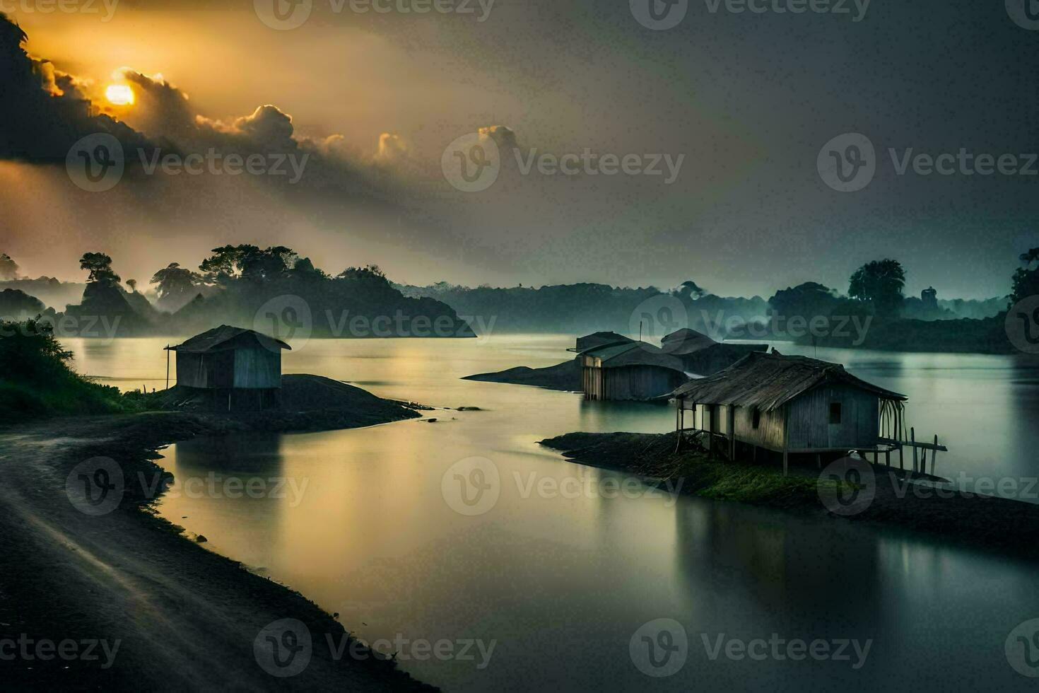 photo wallpaper the sky, clouds, water, the sun, the water, the sky, the. AI-Generated