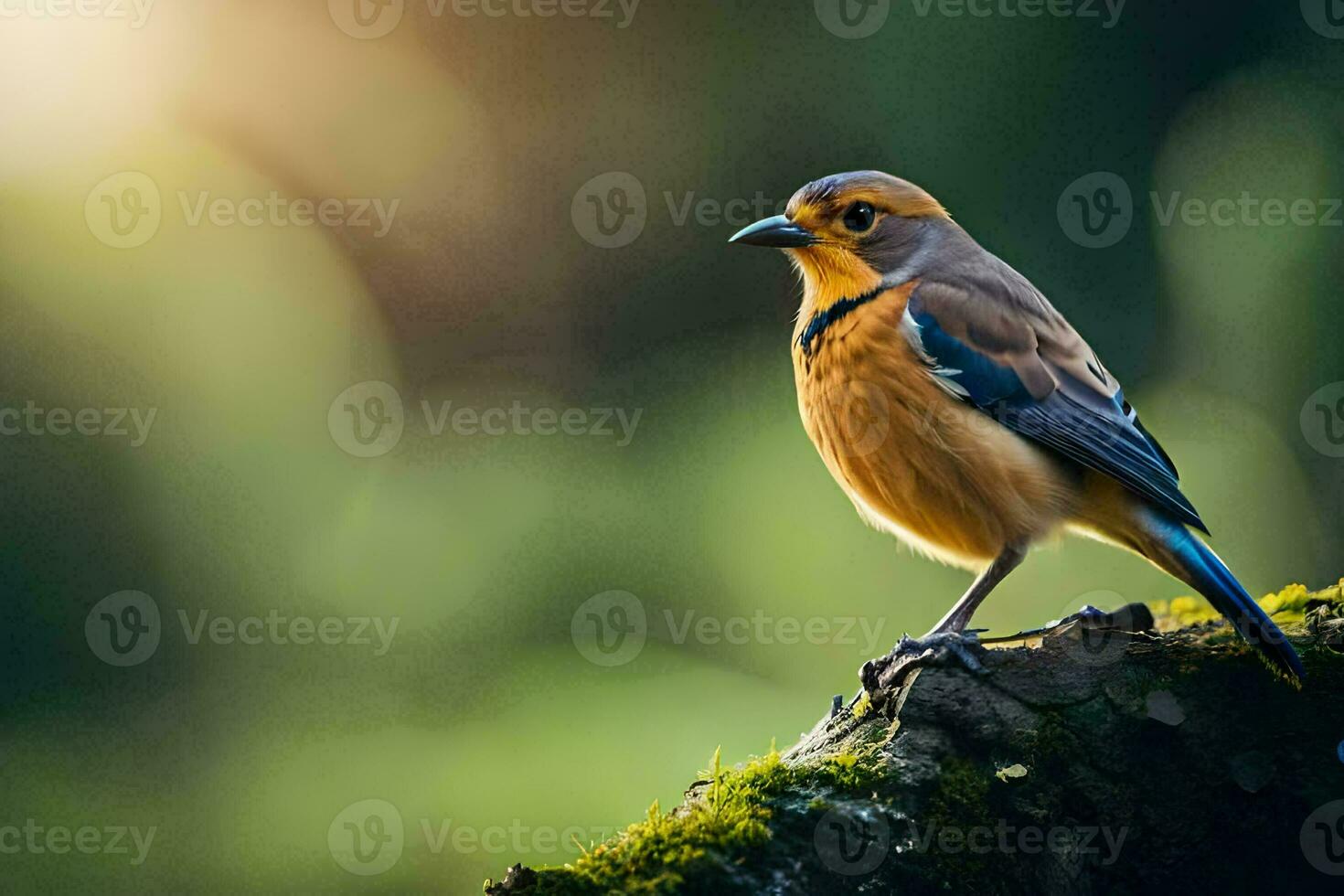 a bird sitting on a tree branch. AI-Generated photo