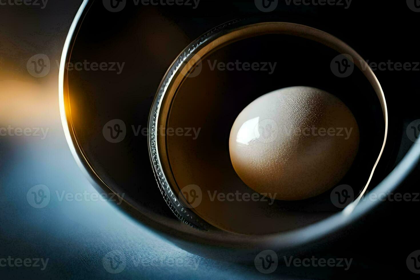 an egg in a black bowl. AI-Generated photo