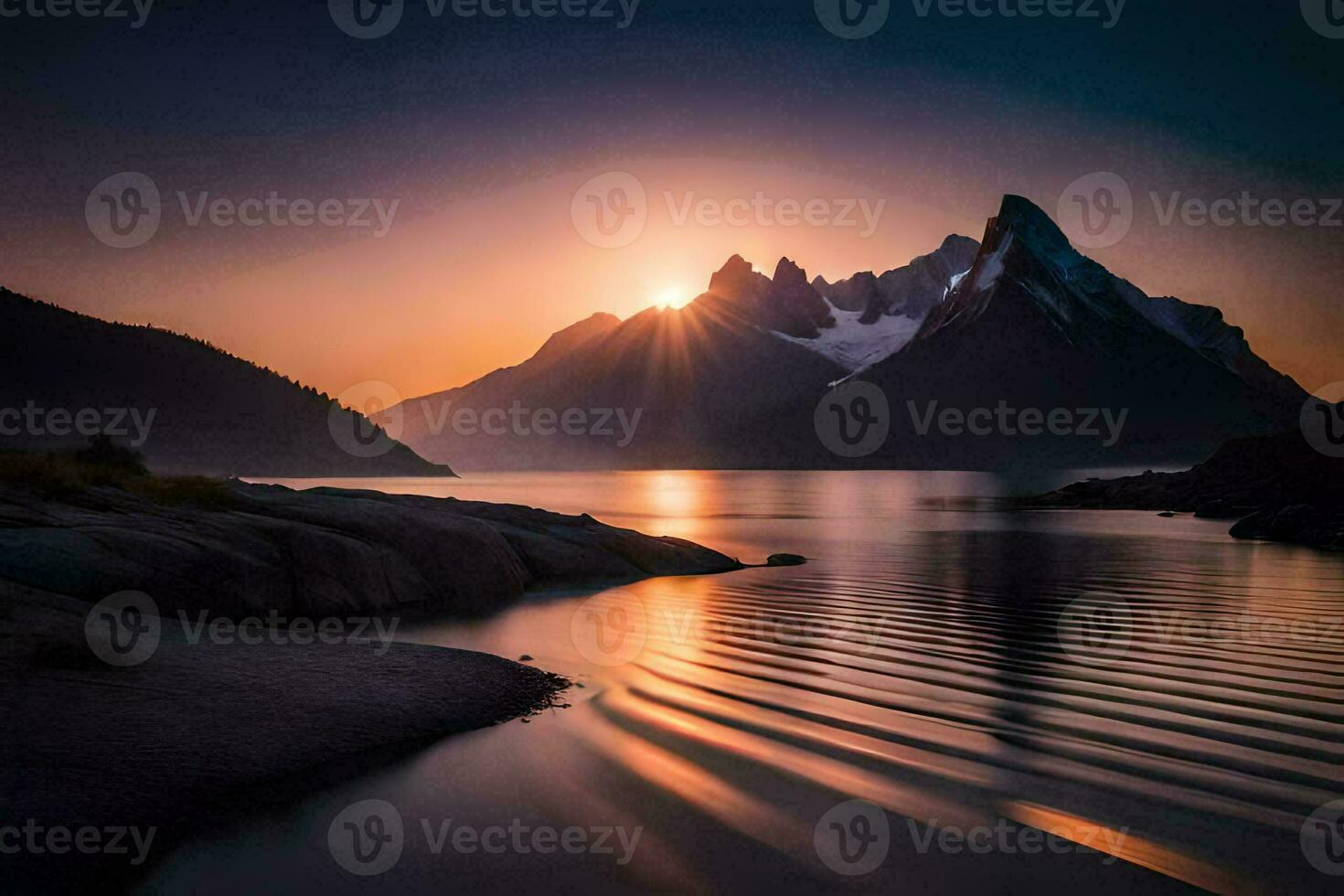 el Dom sube terminado un montaña rango en el antecedentes. generado por ai foto