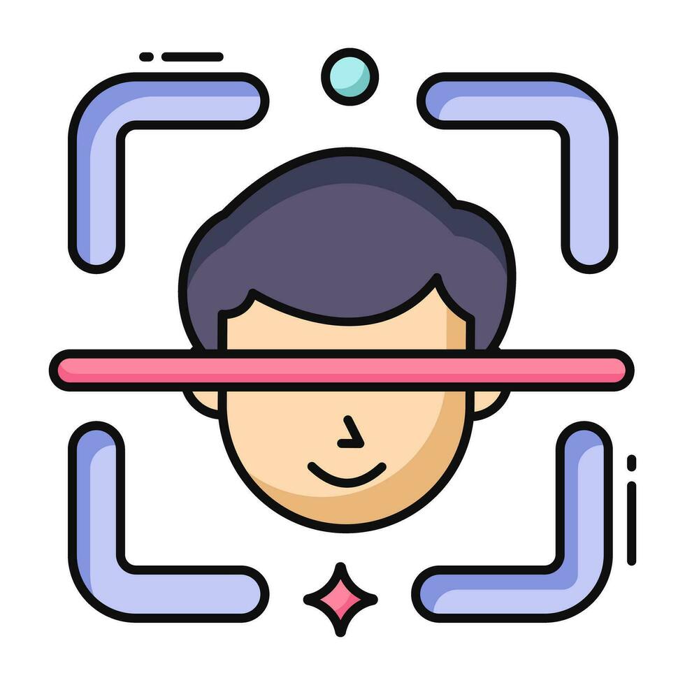 An editable design icon of face recognition vector