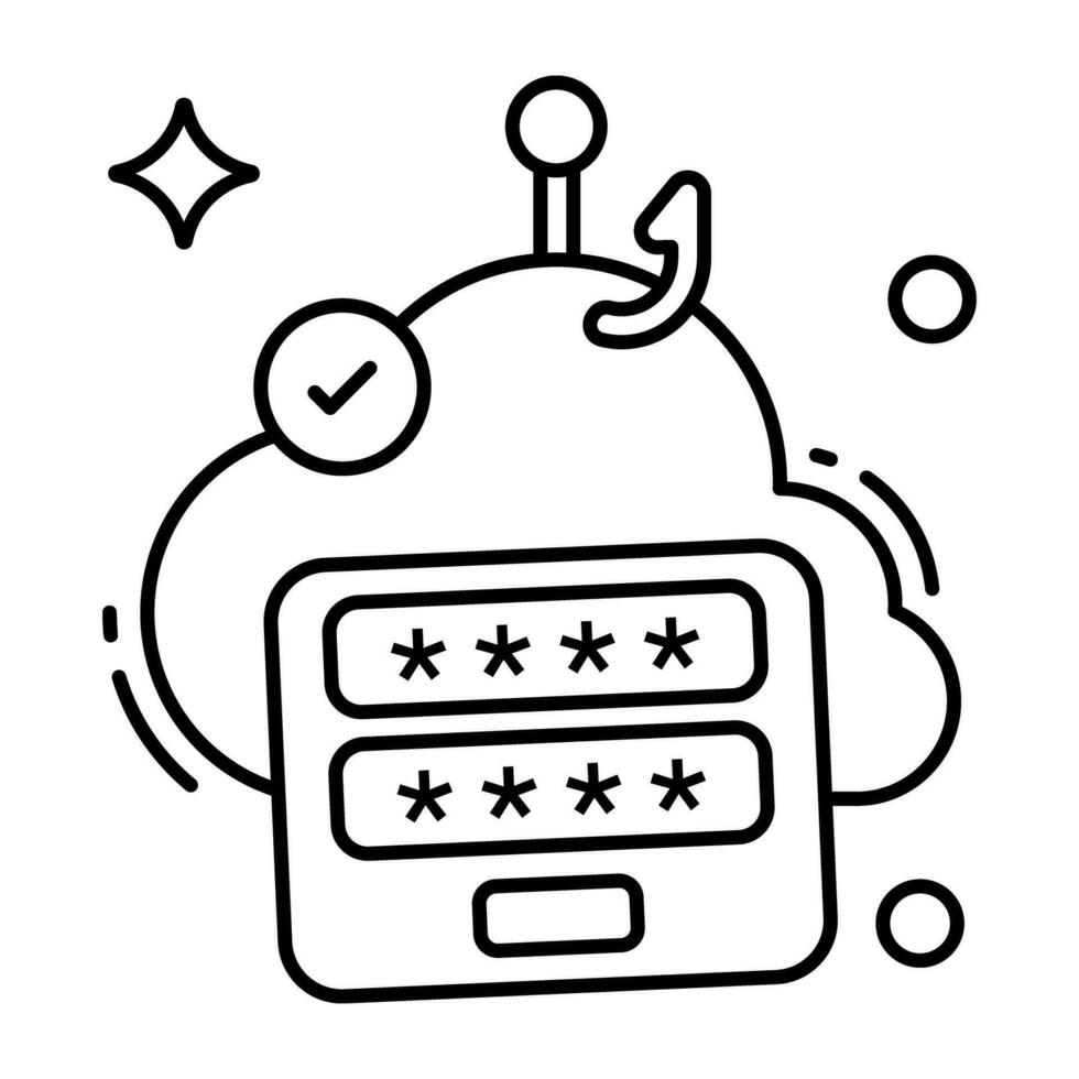 un icono de diseño editable de phishing de contraseñas vector