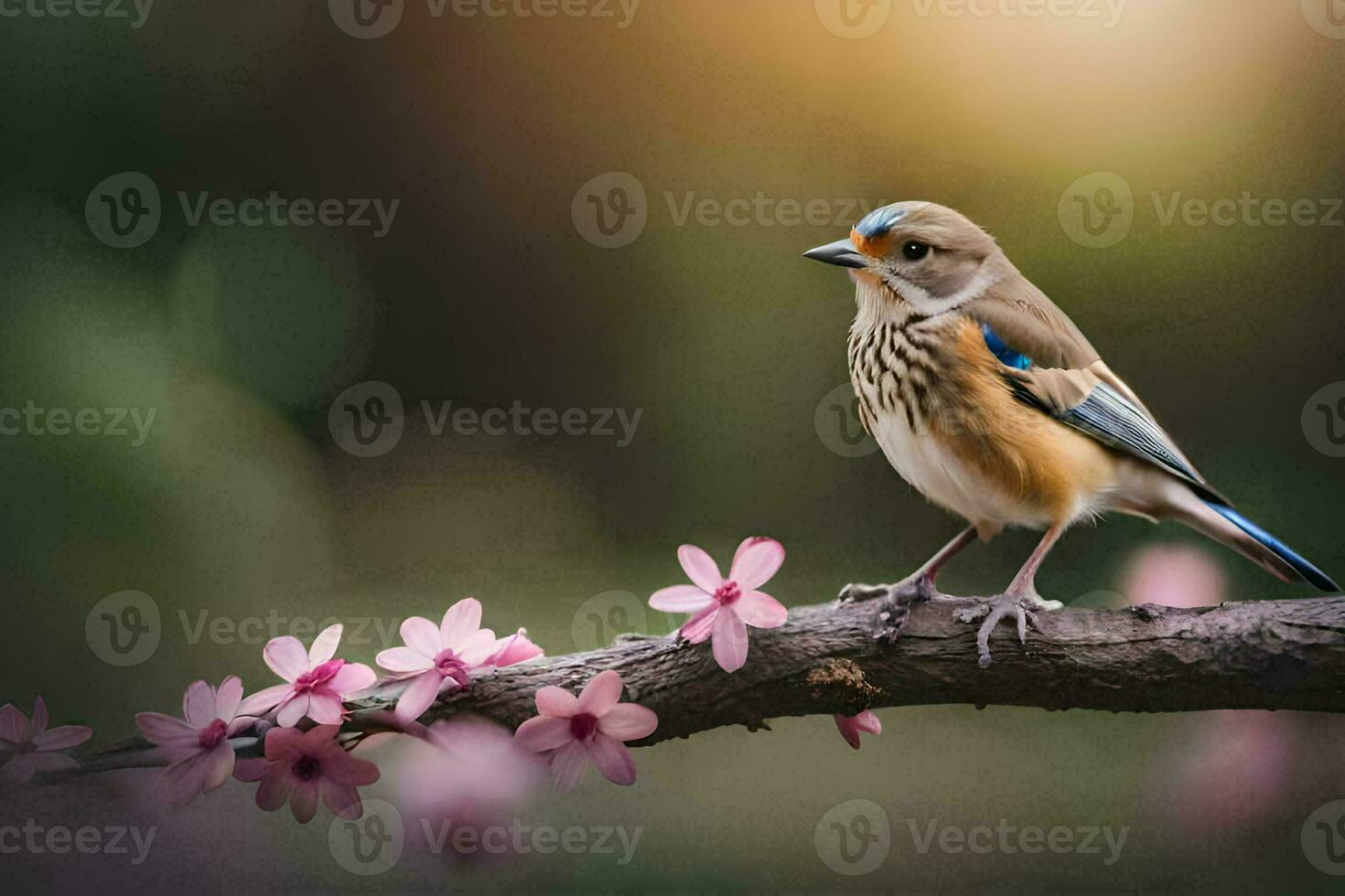 photo wallpaper bird, the flowers, the tree, the bird, the bird, the bird,. AI-Generated