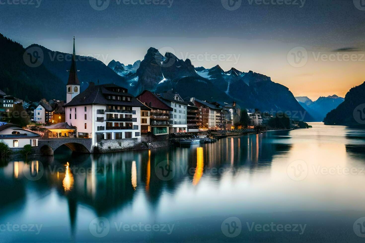 the town of hallstatt, austria. AI-Generated photo