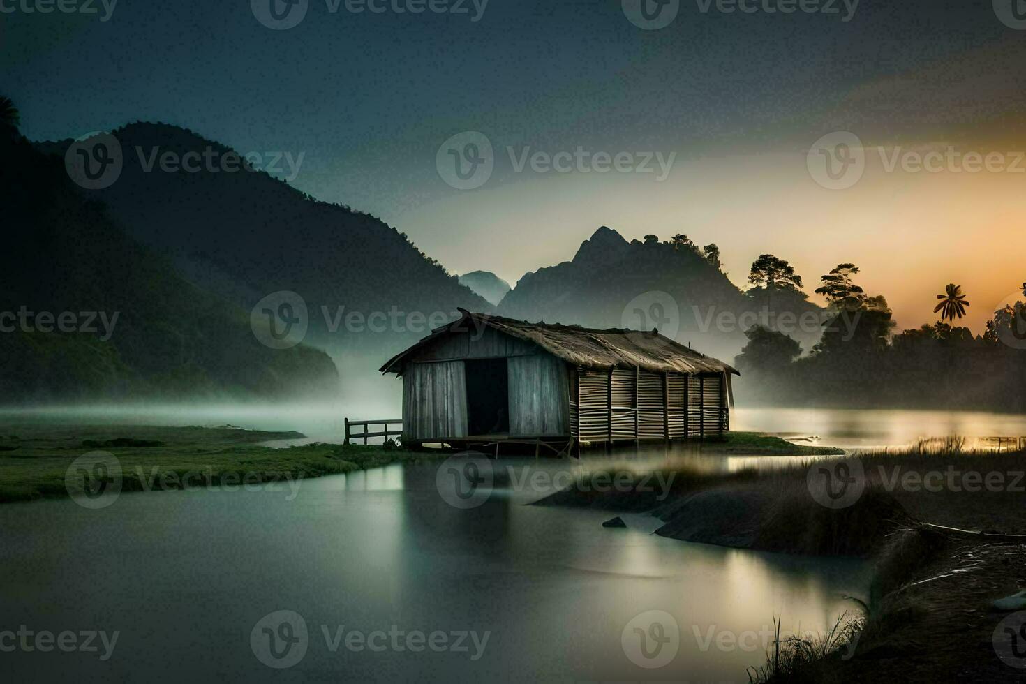 the house of the mist. AI-Generated photo