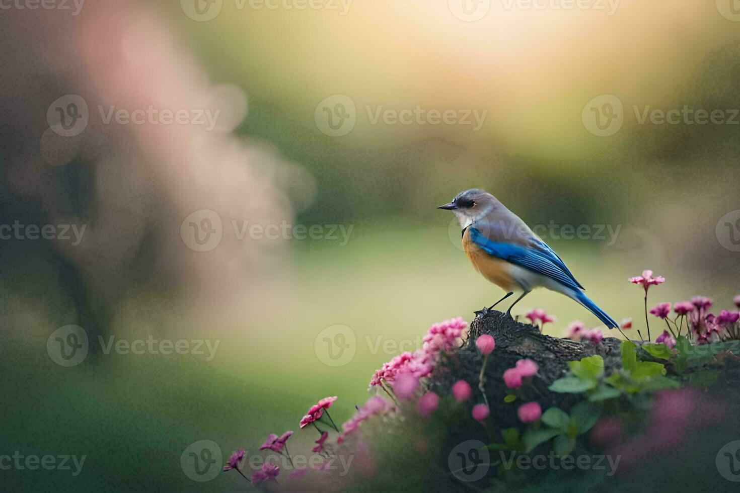 photo wallpaper the bird, flowers, spring, the sun, the bird, the bird, the. AI-Generated