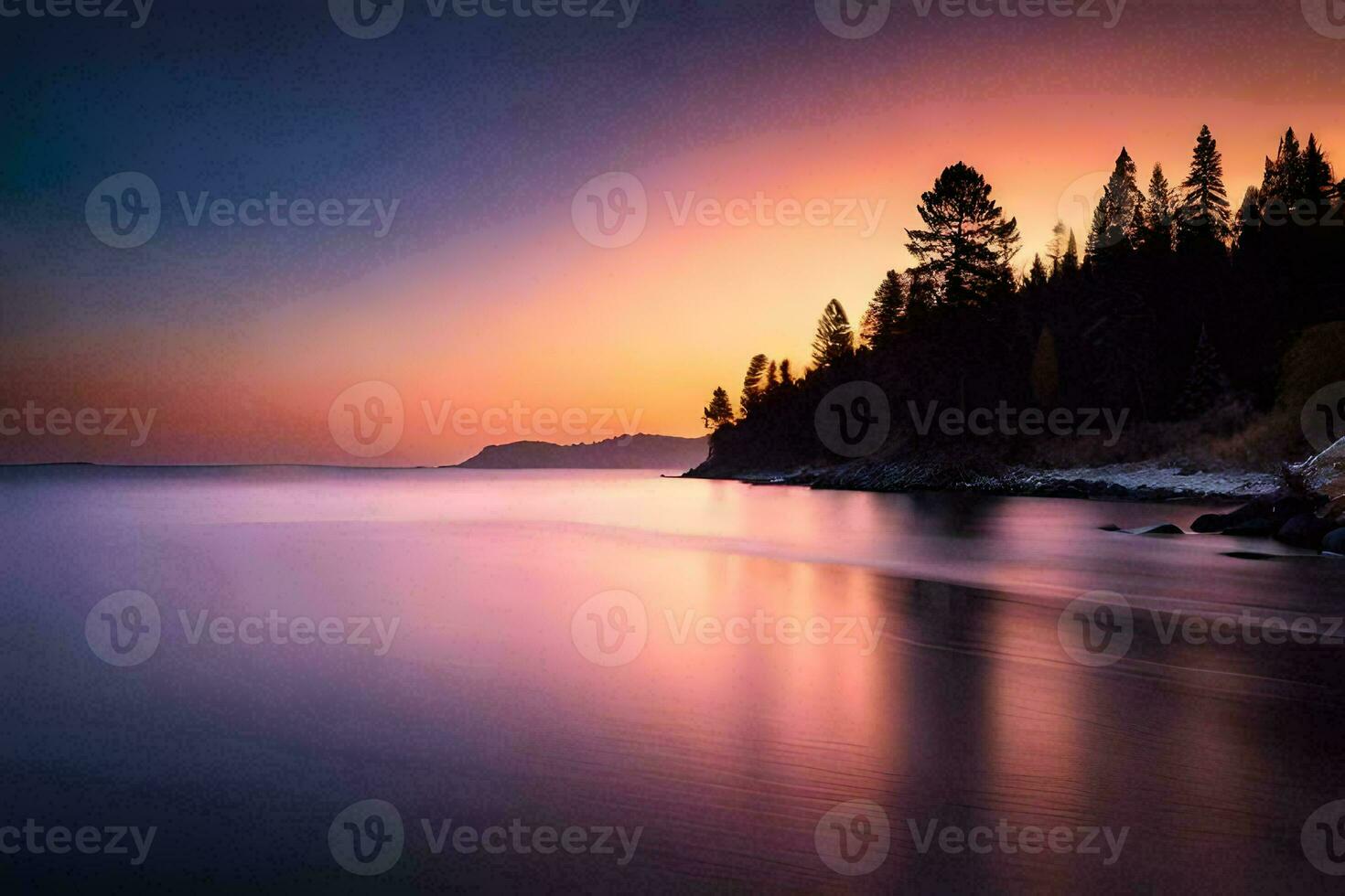 a beautiful sunset over the water. AI-Generated photo