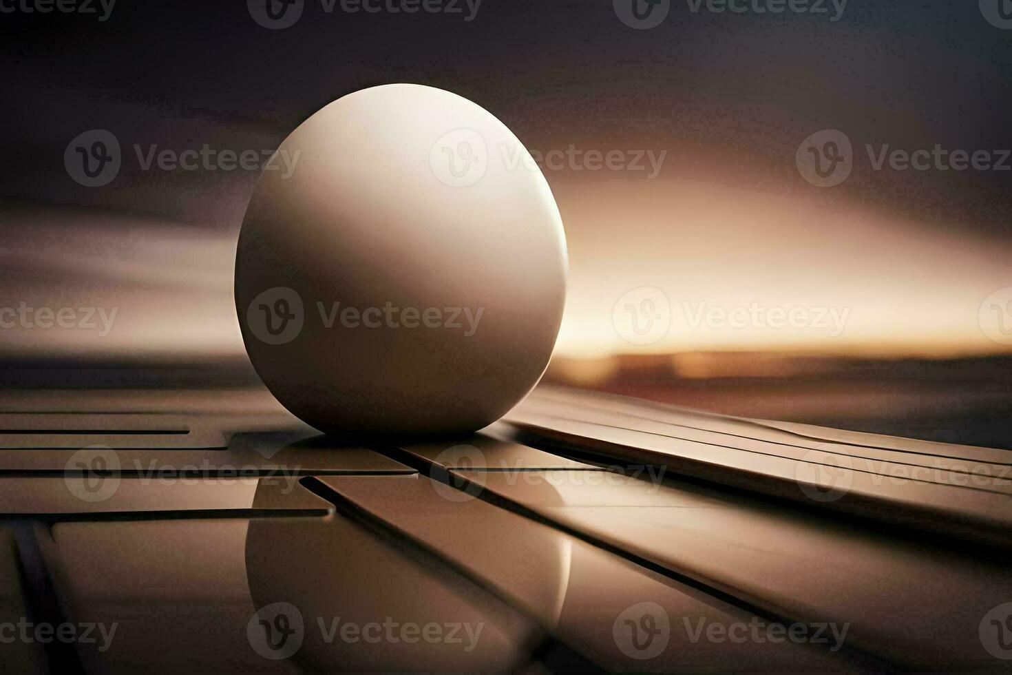 an egg sitting on top of a table. AI-Generated photo