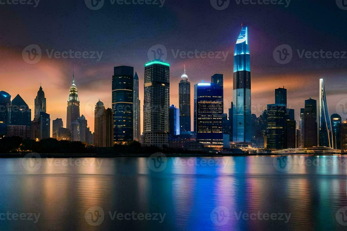 the city skyline at night in dubai. AI-Generated photo