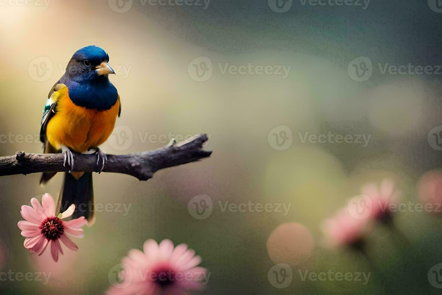 foto fondo de pantalla el cielo, flores, pájaro, pájaro, pájaro, pájaro, pájaro, pájaro,. generado por ai