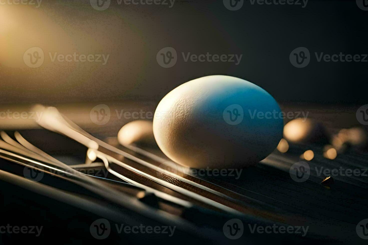 an egg on a table with a knife and fork. AI-Generated photo