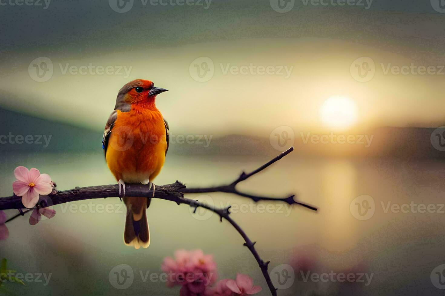 photo wallpaper the sky, bird, sunset, the bird, bird, bird, bird, bird. AI-Generated