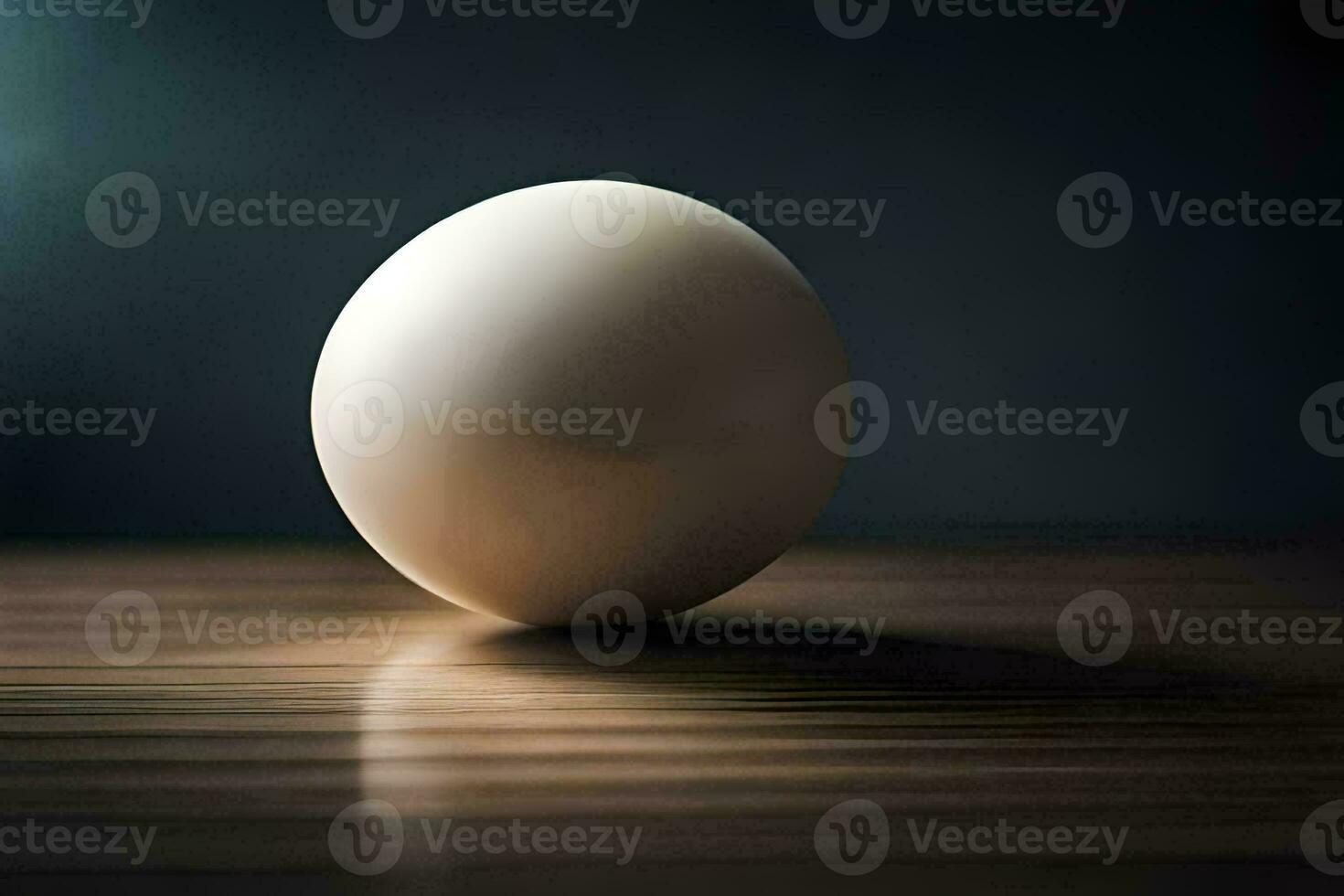 an egg sitting on a table with a dark background. AI-Generated photo