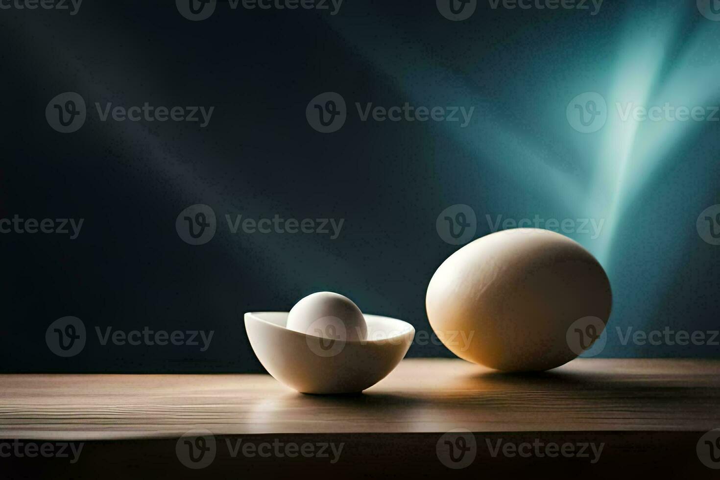 two eggs on a table with a light background. AI-Generated photo