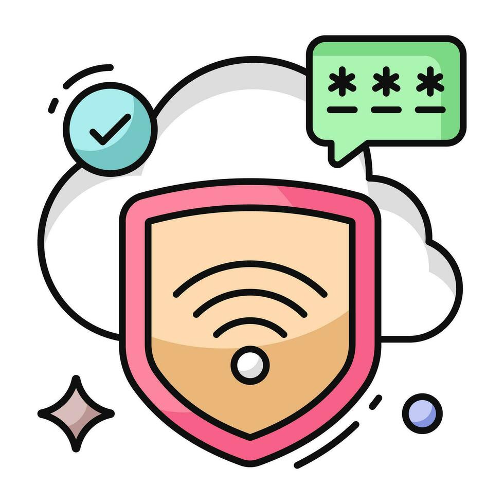 Conceptual vector design icon of cloud security