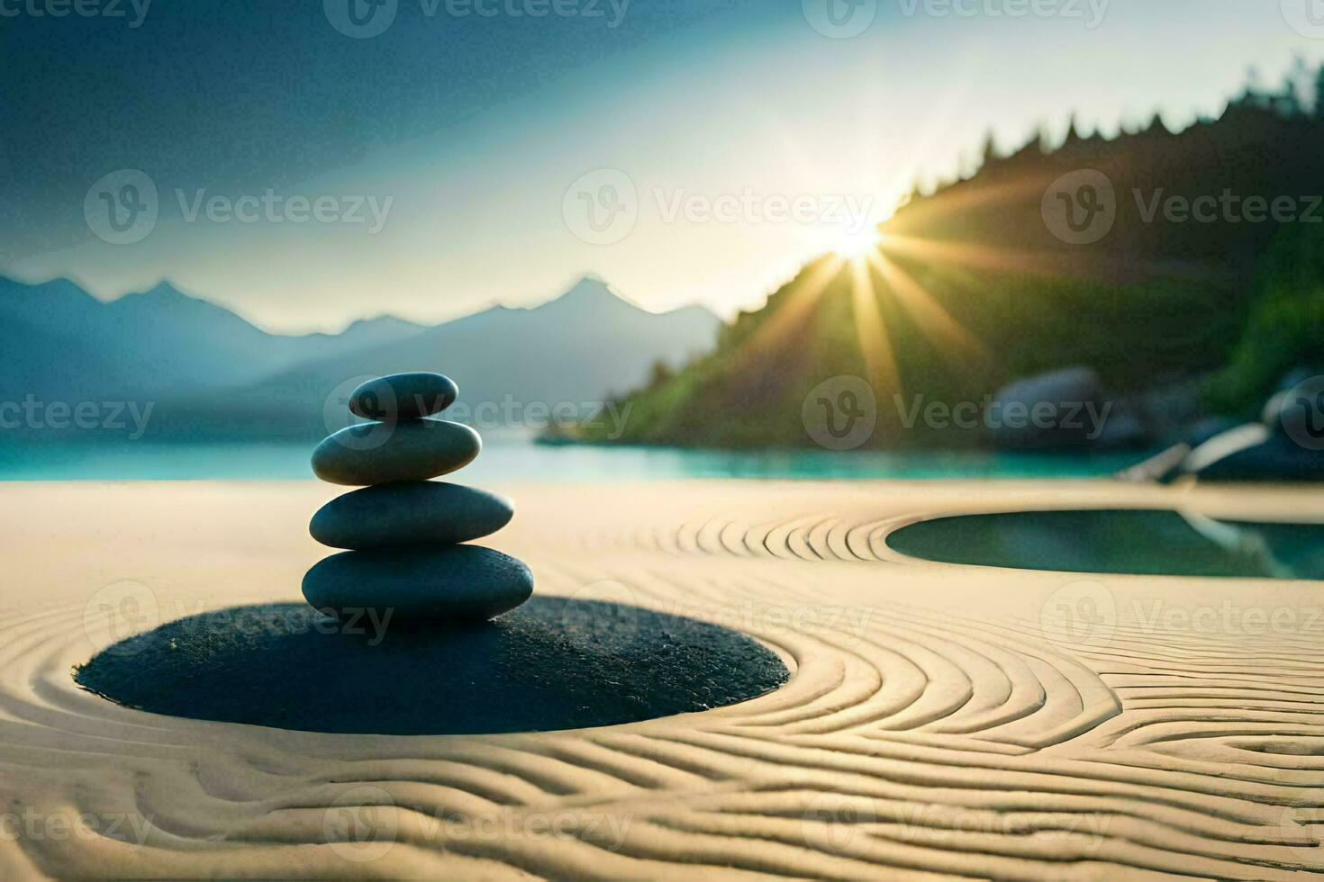 the zen of the beach. AI-Generated photo