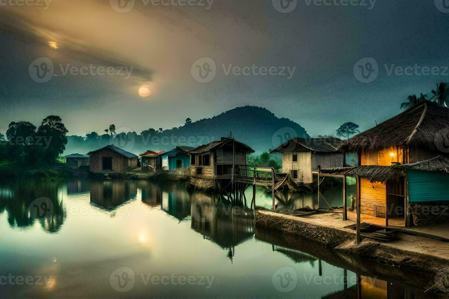 photo wallpaper the sky, water, the moon, the moonlight, the moonlight, the. AI-Generated