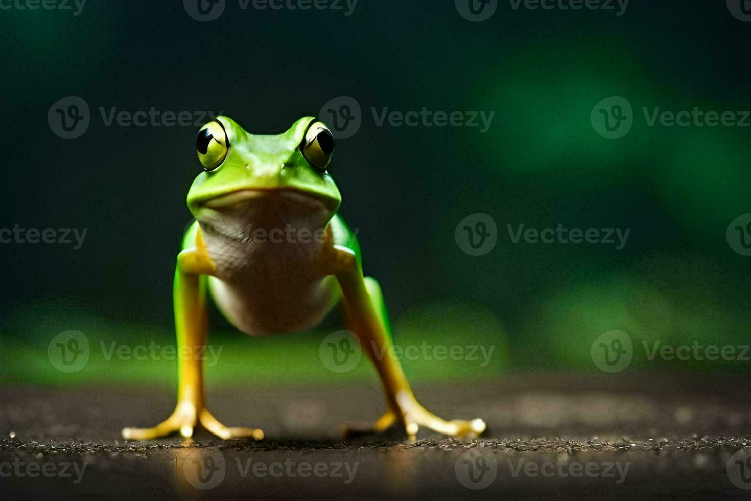 un rana es en pie en sus posterior piernas. generado por ai foto