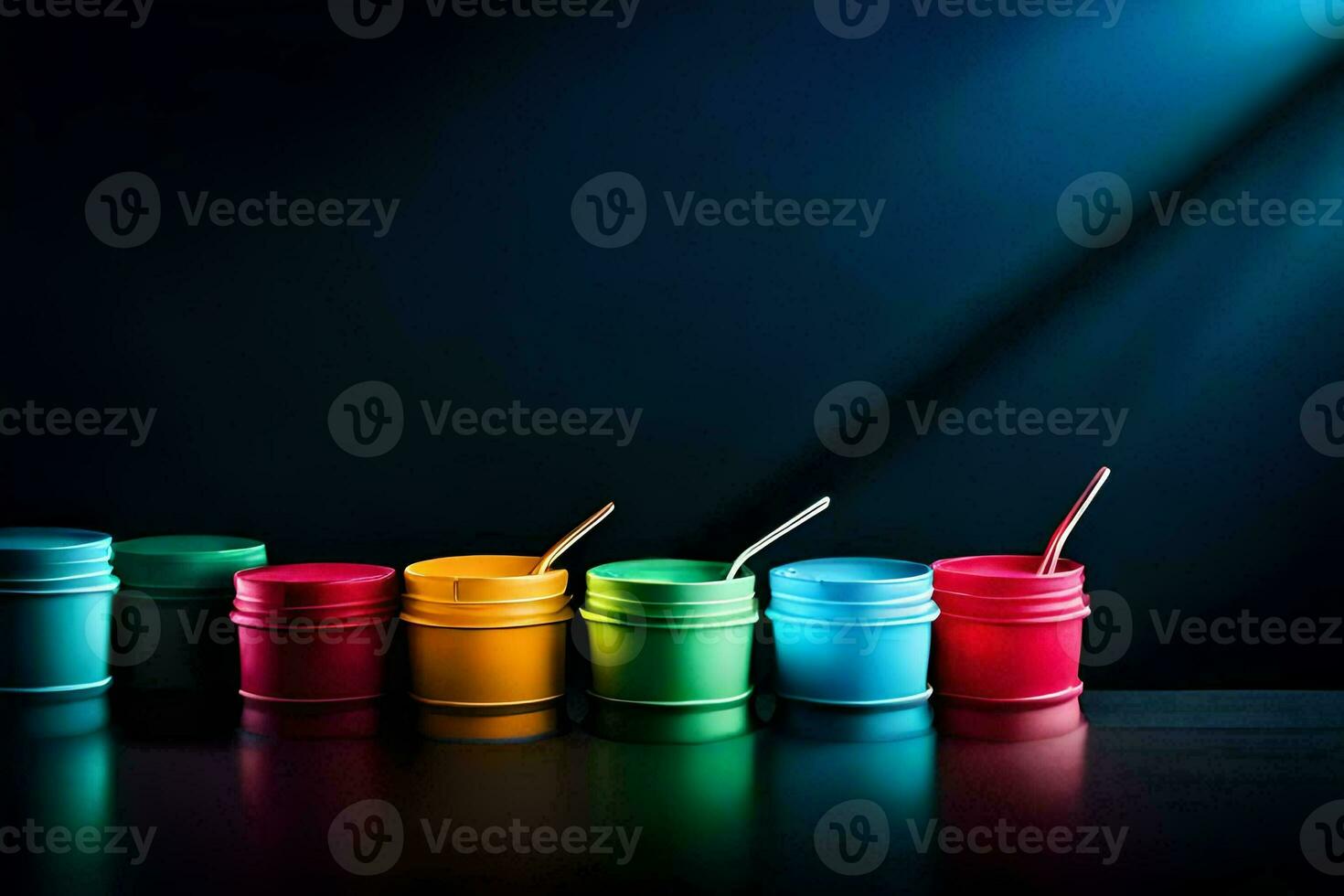 paint pots on a dark background. AI-Generated photo