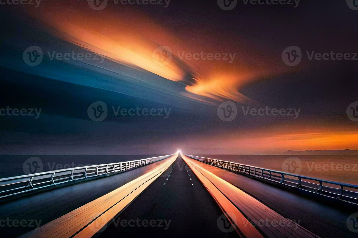 a long exposure photo of a bridge with a long exposure. AI-Generated