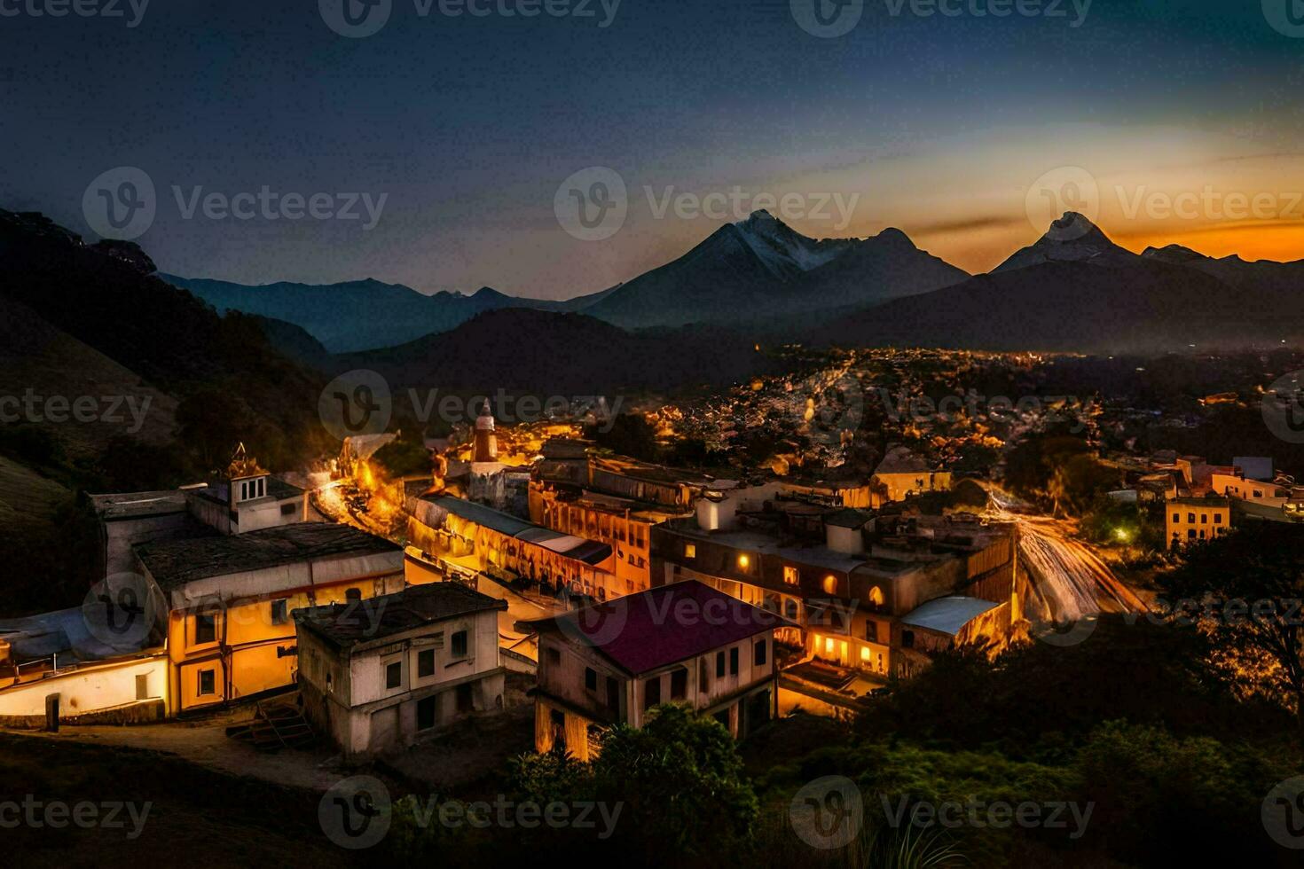 el pueblo de persona a oscuridad. generado por ai foto