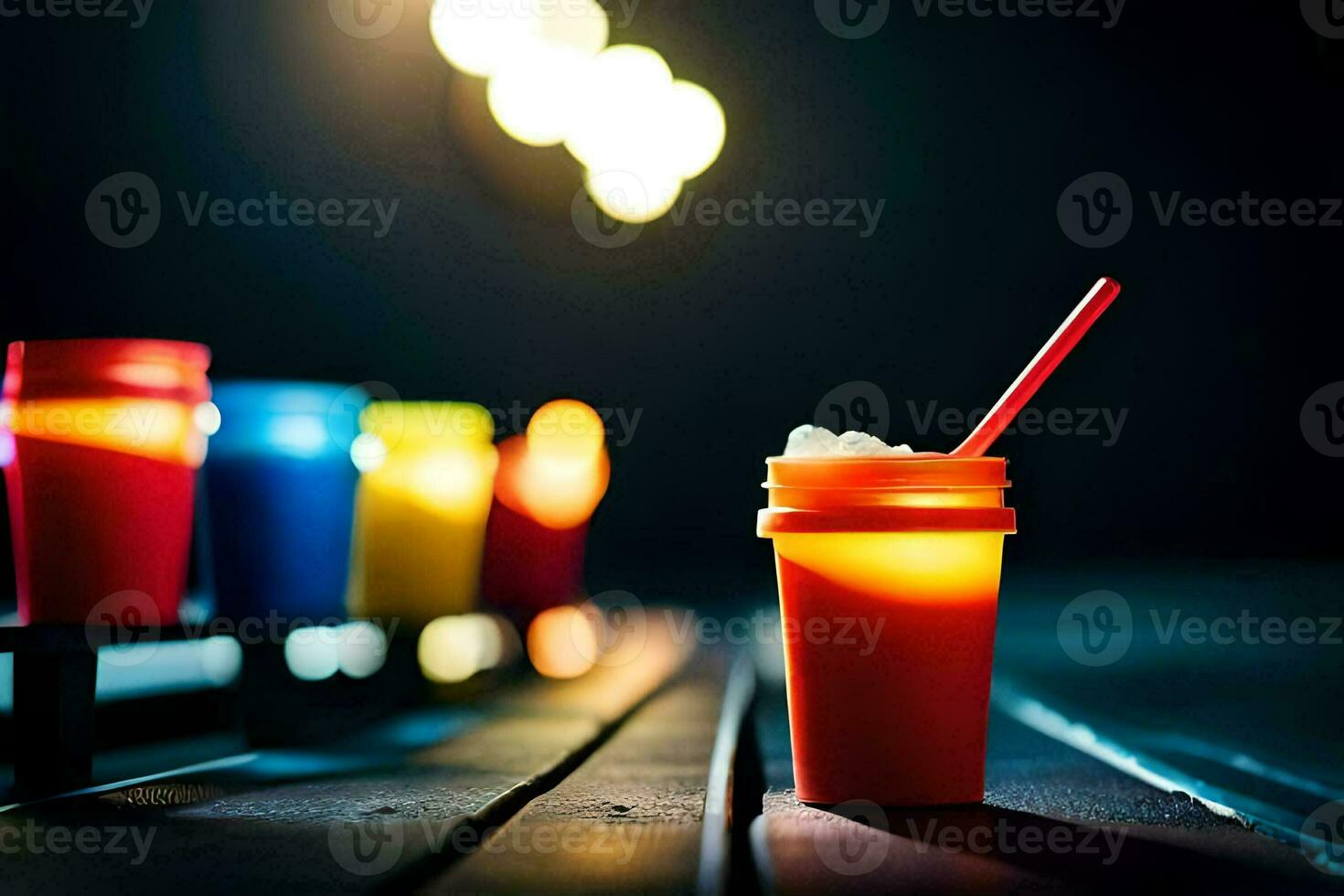 cola in a cup on a wooden table. AI-Generated photo