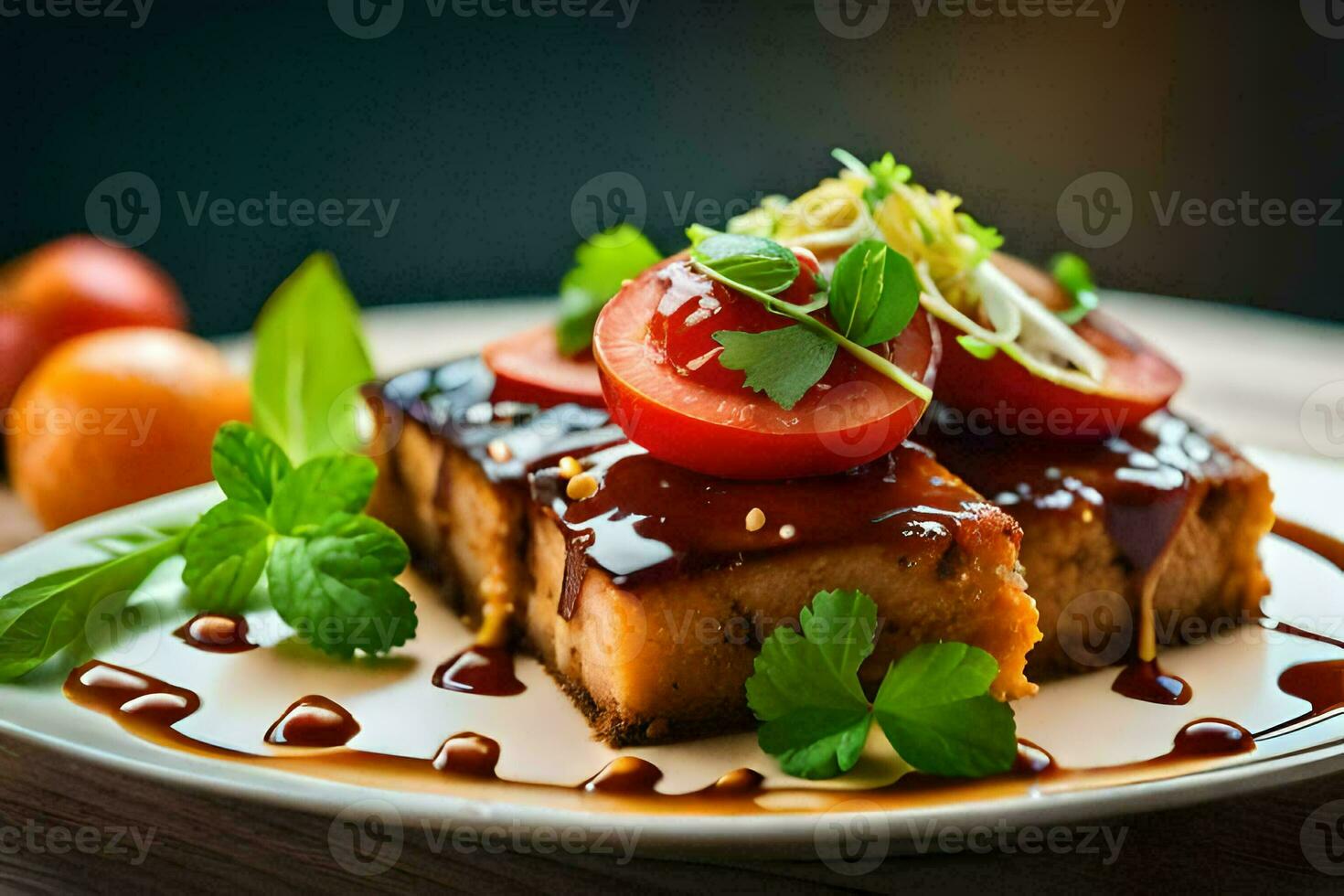 a plate with a piece of food on it. AI-Generated photo
