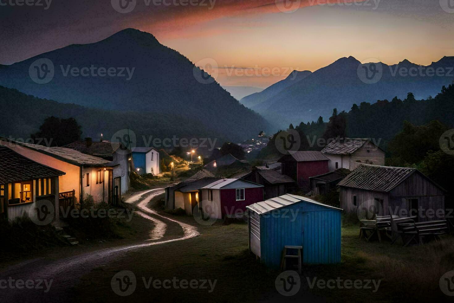 foto fondo de pantalla el cielo, montañas, camino, camino, camino, camino, camino, camino,. generado por ai