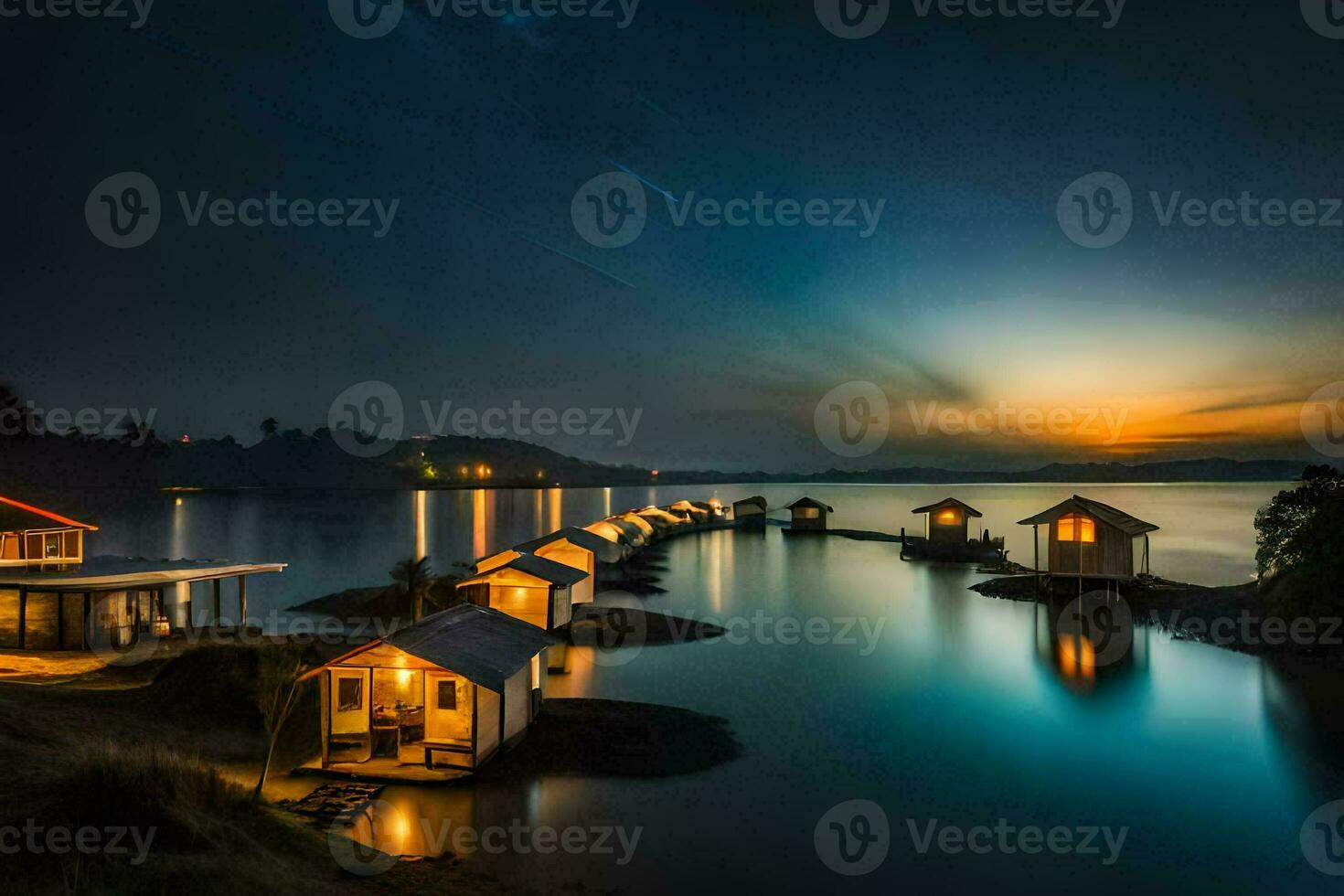 photo wallpaper the sky, water, the moon, the stars, the moon, the stars,. AI-Generated