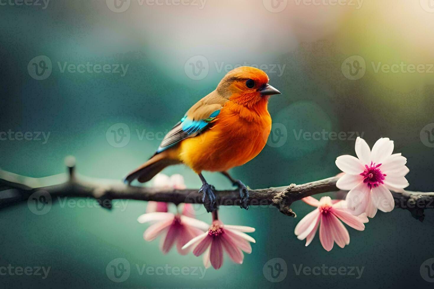 foto fondo de pantalla pájaro, el flores, el árbol, el pájaro, el flores, el árbol,. generado por ai