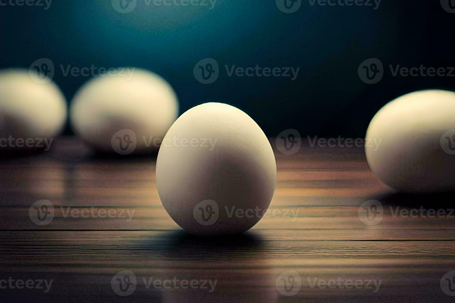 white eggs on a wooden table. AI-Generated photo