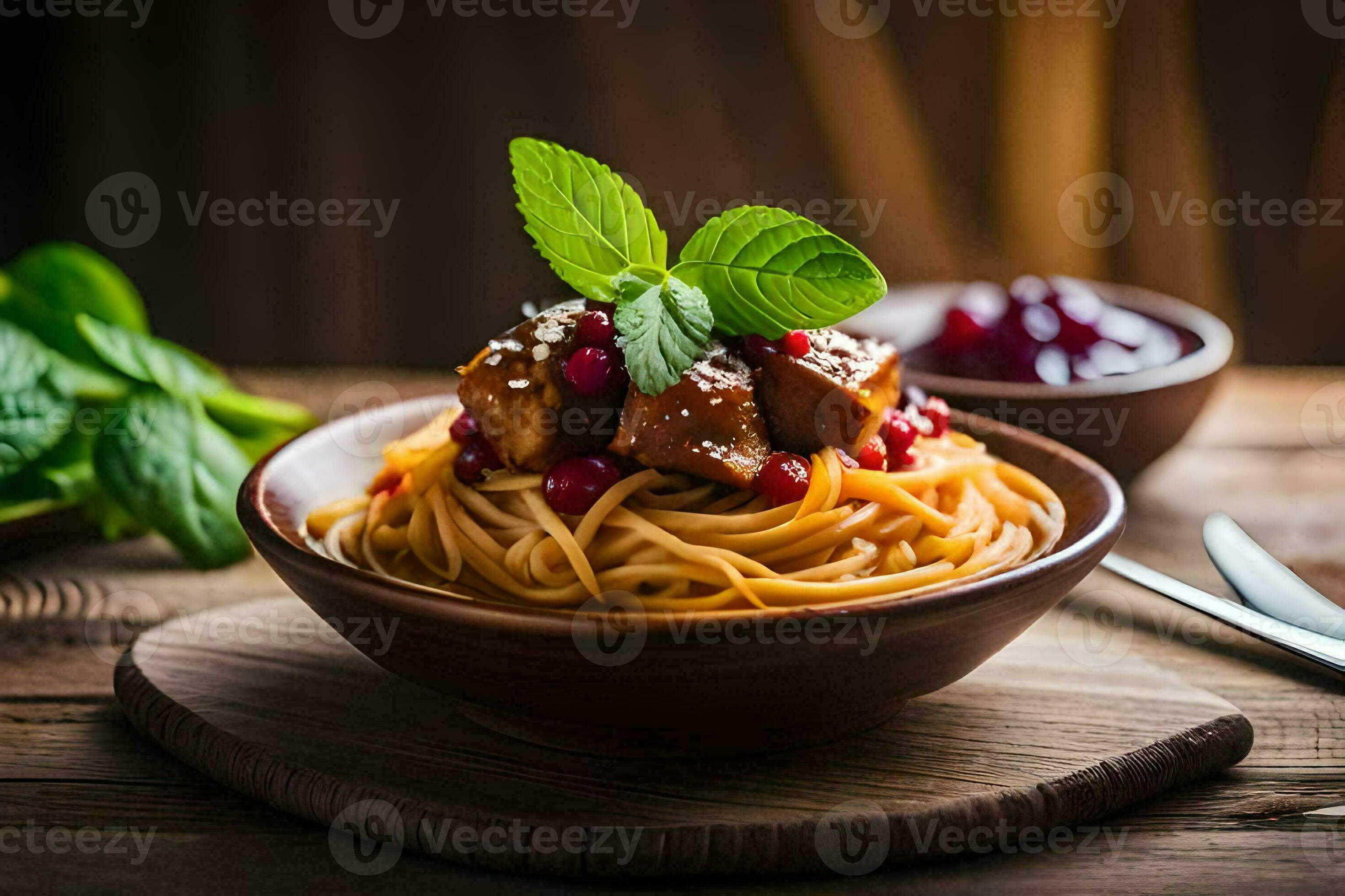 spaghetti with meat and cranberry sauce. AI-Generated 33615939 Stock ...