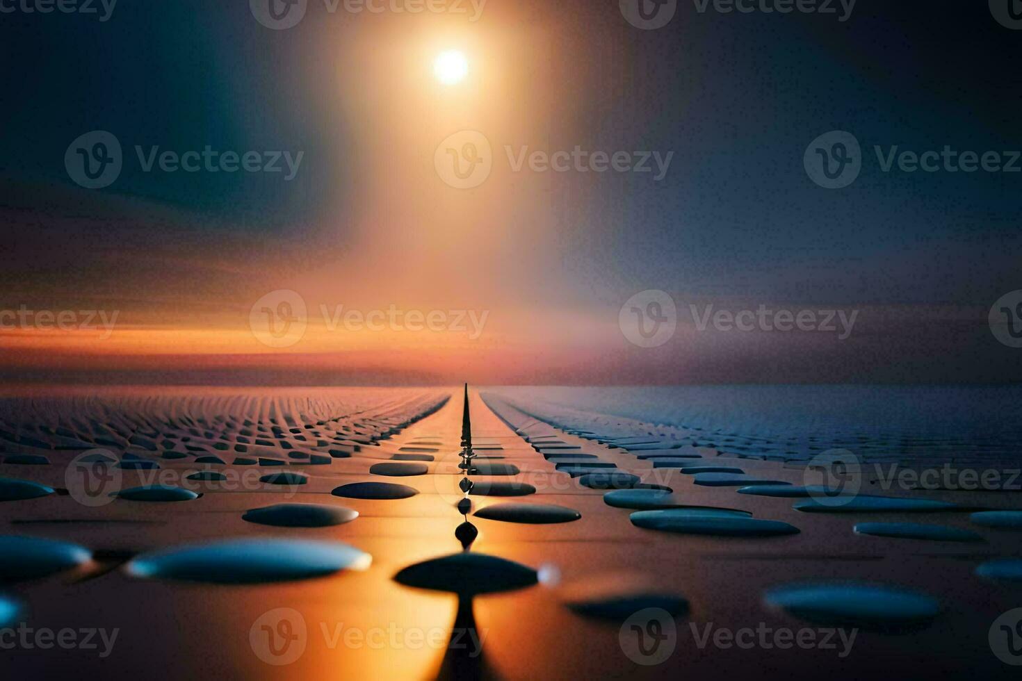 a long line of dots in the ocean. AI-Generated photo