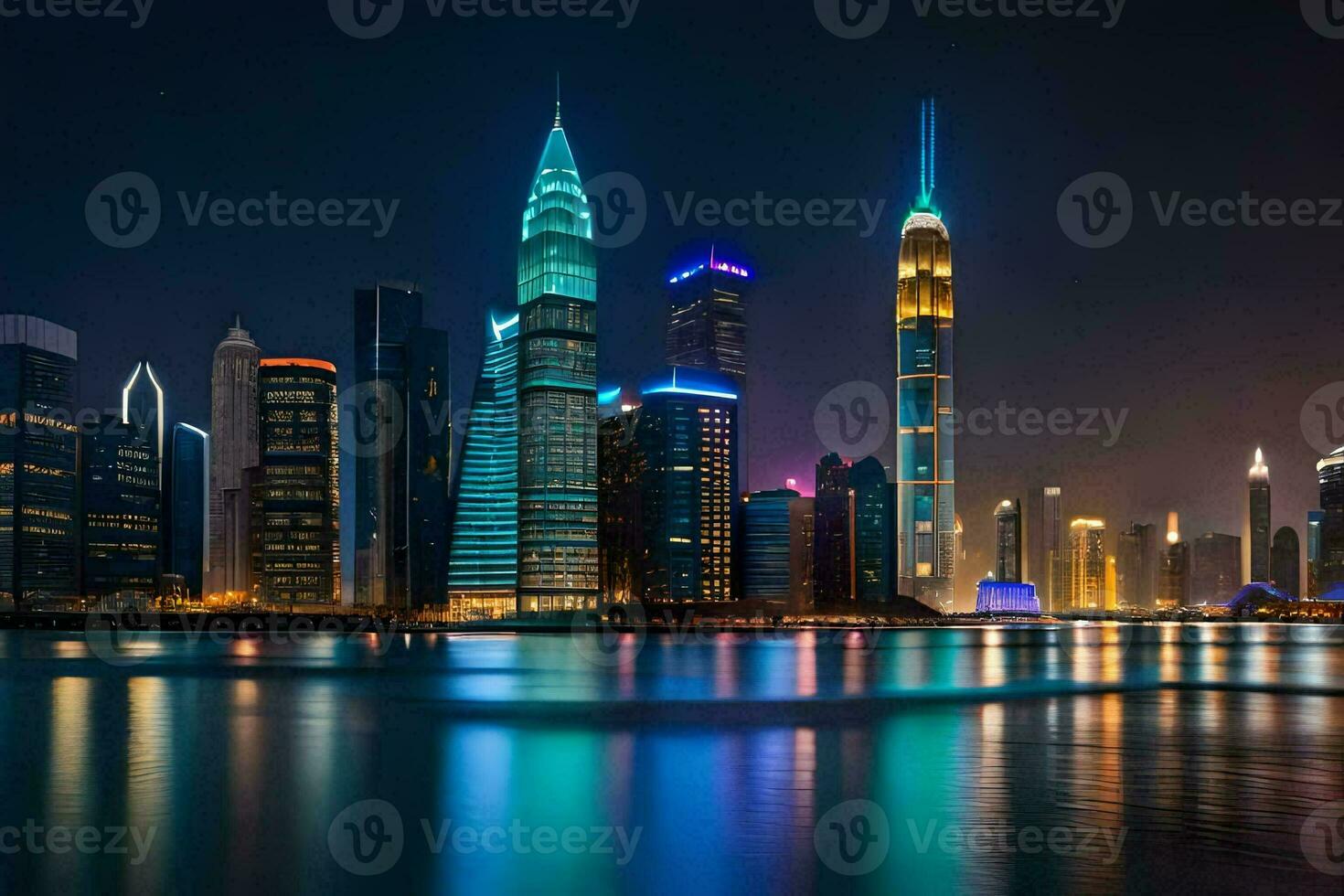 the city skyline at night in dubai. AI-Generated photo