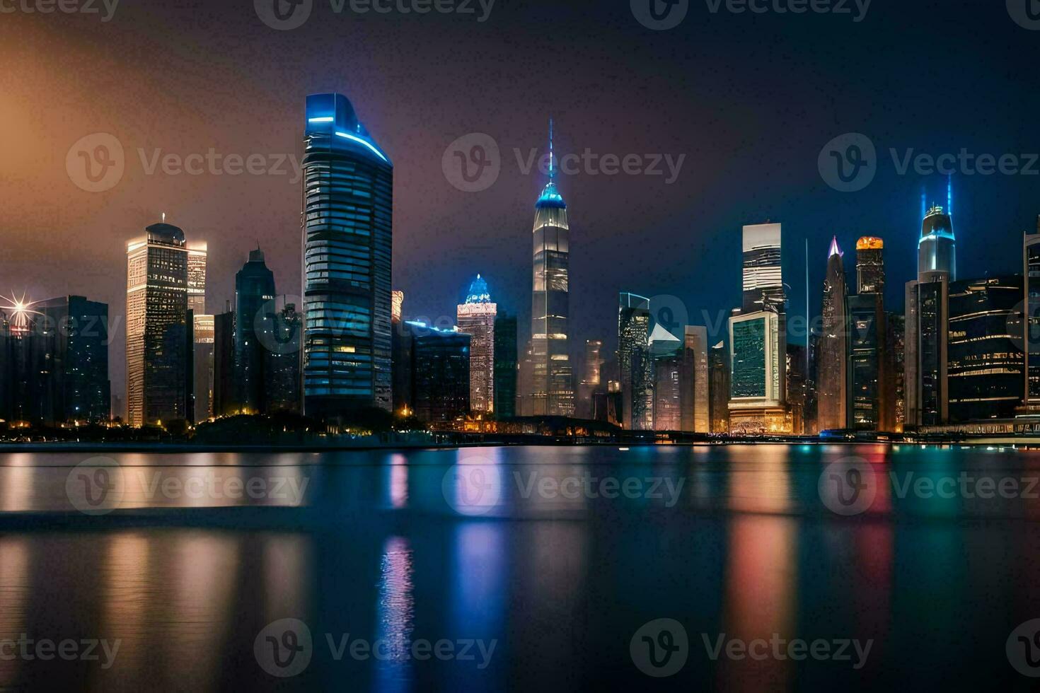 the city skyline at night in dubai. AI-Generated photo