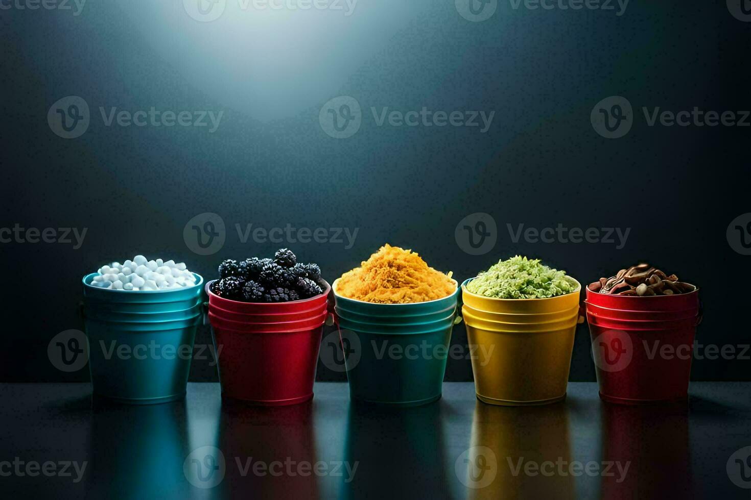 colorful cups with different colored granules. AI-Generated photo