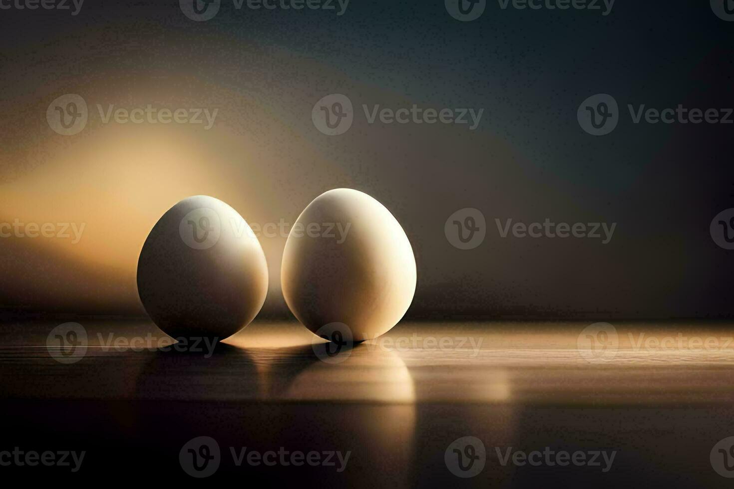 two eggs on a table. AI-Generated photo